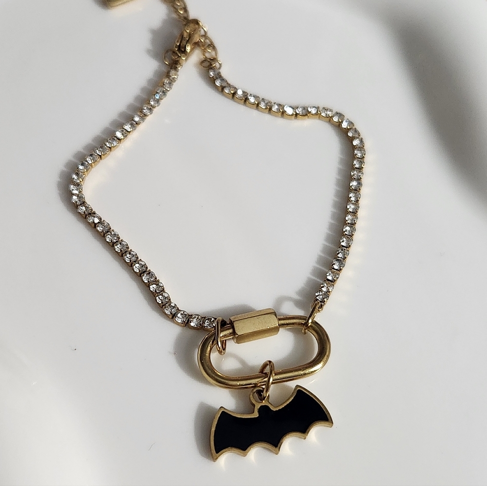 Stainless Steel Bat Charm Bracelet